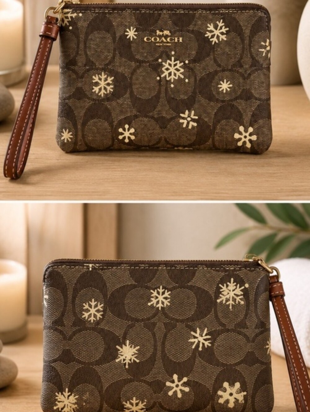 Coach Signature Canvas Wristlet with Snowflake Print - Picture 6 of 6